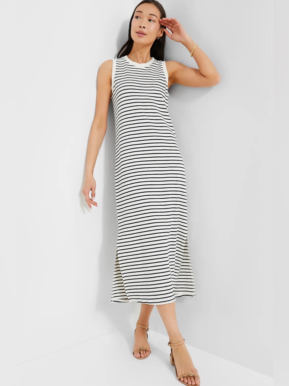 Tuckernuck Pomander Place Navy Stripe Sleeveless Gio Maxi Dress - Size Large